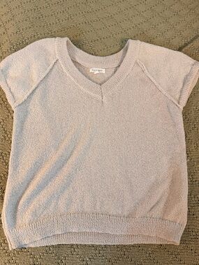Blu Pepper V-Neck Short Sleeve Sweater in Cream